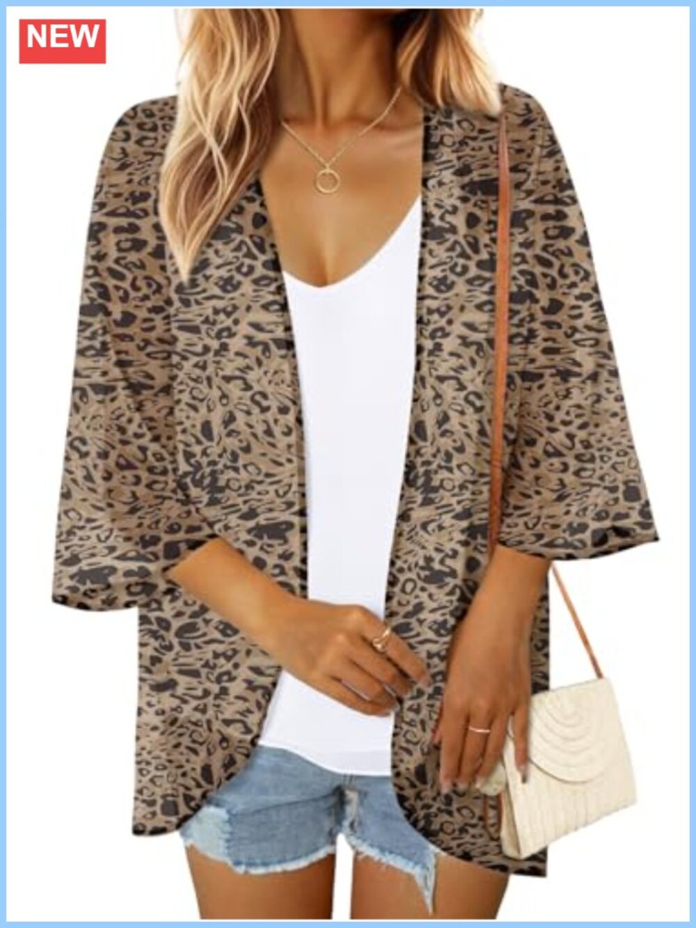 Womens Floral Print Chiffon Kimono Cardigan Puff Sleeve Beach Cover Up